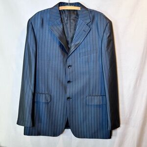 Vintage Giorgio Armani LeCollezioni Blue Pinstripe Wool Blend Blazer IT 56